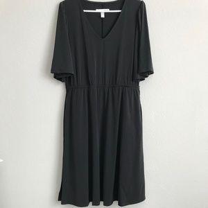 Girl With Curves Petite Knit Midi Dress with Flutter Sleeve - Black () a504599